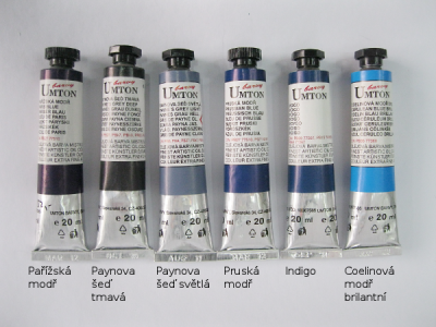 Mistrovské olejové barvy Umton - tmavě modré a šedé odstíny