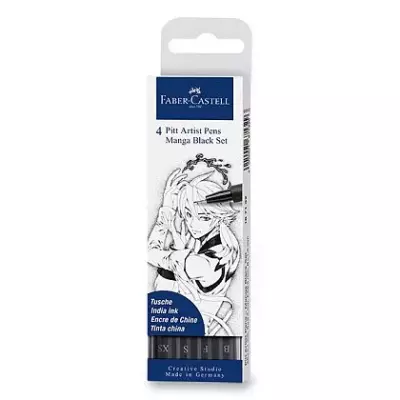 Popisovač FC Pitt Artist Pen Manga 4ks - černé