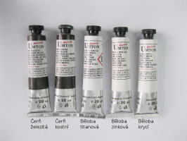 Umton  Mistrovské olejové barvy Umton - bílá a černá - 0052 Čerň kostní 60ml