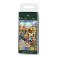 Faber-Castell  Popisovač Faber-Castell Pitt Artist - 6ks, hrot B, letní odstíny