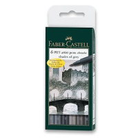 Popisovač Faber-Castell Pitt Artist - 6ks, šedé odstíny