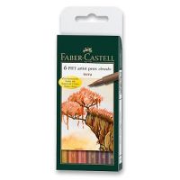 Popisovač Faber-Castell Pitt Artist - 6ks, hrot B, odstíny země