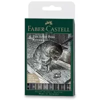 Faber-Castell  Popisovač FC Pitt Artist Pen 8ks - černošedé odstíny