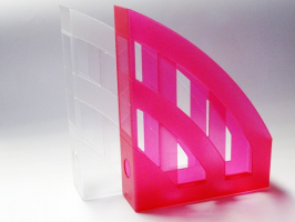 Stojan na spisy transparentní - Stojan růžový